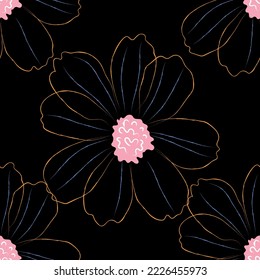 Tejido de líneas florales sin inconvenientes, como el estilo mínimo. Suit para diseño de paquetes, fondo de pantalla, impresión de moda.
