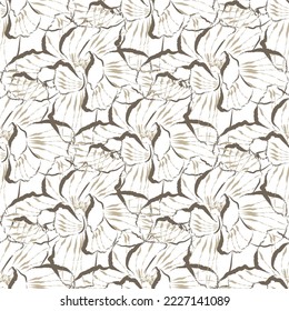 Seamless fabric of  floral Line Pattern, like minimal style. Suit for package design, wallpaper, fashion print.