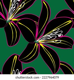 Seamless fabric of  floral Line Pattern, like minimal style. Suit for package design, wallpaper, fashion print.