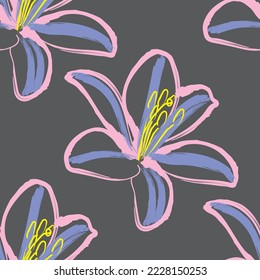 Seamless fabric of  floral Line Pattern, like minimal style. Suit for package design, wallpaper, fashion print.
