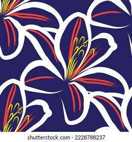 Seamless fabric of  floral Line Pattern, like minimal style. Suit for package design, wallpaper, fashion print.