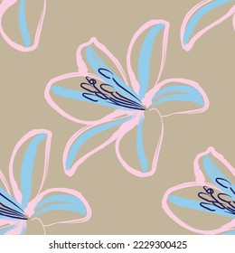 Tejido de líneas florales sin inconvenientes, como el estilo mínimo. Suit para diseño de paquetes, fondo de pantalla, impresión de moda.