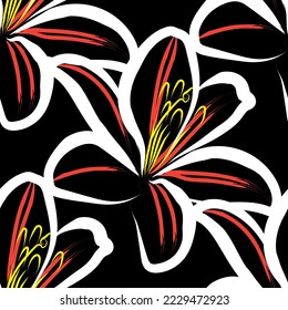 Seamless fabric of  floral Line Pattern, like minimal style. Suit for package design, wallpaper, fashion print.