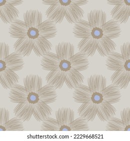 Seamless fabric of  floral Line Pattern, like minimal style. Suit for package design, wallpaper, fashion print.