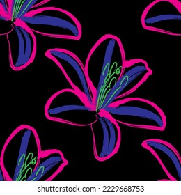 Tejido de líneas florales sin inconvenientes, como el estilo mínimo. Suit para diseño de paquetes, fondo de pantalla, impresión de moda.