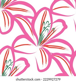 Seamless fabric of  floral Line Pattern, like minimal style. Suit for package design, wallpaper, fashion print.