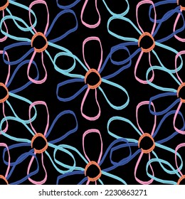 Seamless fabric of  floral Line Pattern, like minimal style. Suit for package design, wallpaper, fashion print.