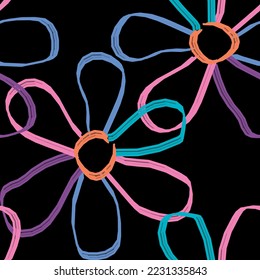Seamless fabric of  floral Line Pattern, like minimal style. Suit for package design, wallpaper, fashion print.
