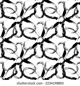 Seamless fabric of  floral Line Pattern, like illustration. Suit for package design, wallpaper, fashion print.