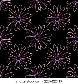 Seamless fabric of  floral Line Pattern, like illustration. Suit for package design, wallpaper, fashion print.