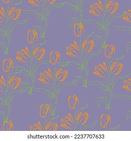 Seamless fabric of  floral Line Pattern, like illustration. Suit for package design, wallpaper, fashion print.