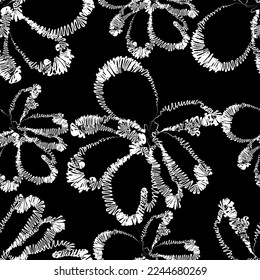 Seamless fabric of  floral Line Pattern, like illustration. Suit for package design, wallpaper, fashion print.