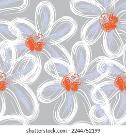 Seamless fabric of  floral Line Pattern, like illustration. Suit for package design, wallpaper, fashion print.