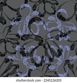 Seamless fabric of  floral Line Pattern, like illustration. Suit for package design, wallpaper, fashion print.