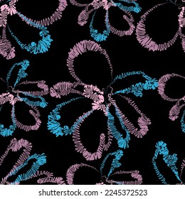 Seamless fabric of  floral Line Pattern, like illustration. Suit for package design, wallpaper, fashion print.