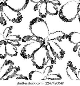 Seamless fabric of  floral Line Pattern, like illustration. Suit for package design, wallpaper, fashion print.