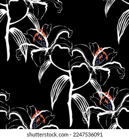 Seamless fabric of  floral Line Pattern, like illustration. Suit for package design, wallpaper, fashion print.