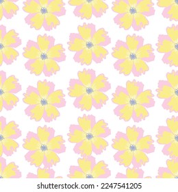 Seamless fabric of  floral Line Pattern, like illustration. Suit for package design, wallpaper, fashion print.