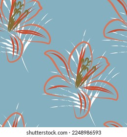Seamless fabric of  floral Line Pattern, like illustration. Suit for package design, wallpaper, fashion print.