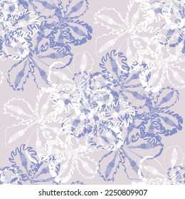 Seamless fabric of  floral Line Pattern, like illustration. Suit for package design, wallpaper, fashion print.