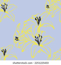 Seamless fabric of  floral Line Pattern, like illustration. Suit for package design, wallpaper, fashion print.