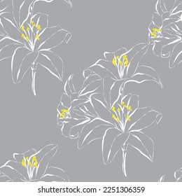 Seamless fabric of  floral Line Pattern, like illustration. Suit for package design, wallpaper, fashion print.