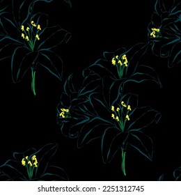 Seamless fabric of  floral Line Pattern, like illustration. Suit for package design, wallpaper, fashion print.