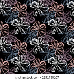 Seamless fabric of  floral Line Pattern, like illustration. Suit for package design, wallpaper, fashion print.