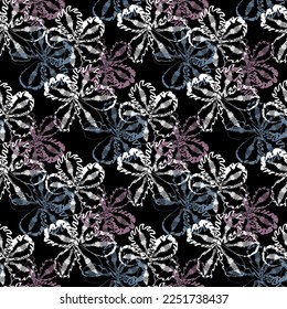 Seamless fabric of  floral Line Pattern, like illustration. Suit for package design, wallpaper, fashion print.