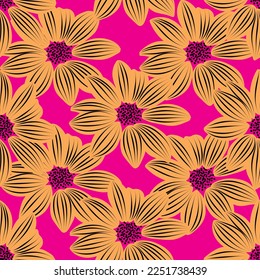 Seamless fabric of  floral Line Pattern, like illustration. Suit for package design, wallpaper, fashion print.