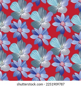 Seamless fabric of  floral Line Pattern, like illustration. Suit for package design, wallpaper, fashion print.