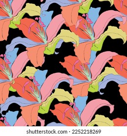 Seamless fabric of  floral Line Pattern, like illustration. Suit for package design, wallpaper, fashion print.