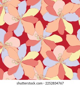 Seamless fabric of  floral Line Pattern, like illustration. Suit for package design, wallpaper, fashion print.