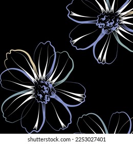 Seamless fabric of  floral Line Pattern, like illustration. Suit for package design, wallpaper, fashion print.