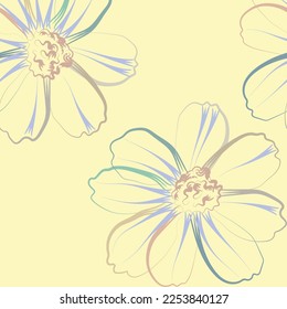 Seamless fabric of  floral Line Pattern, like illustration. Suit for package design, wallpaper, fashion print.