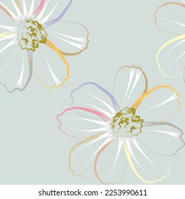 Seamless fabric of  floral Line Pattern, like illustration. Suit for package design, wallpaper, fashion print.