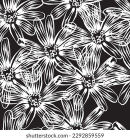 Seamless fabric of floral Line Pattern Vector, like ornament vector. Suit for package design, wallpaper, fashion print.