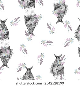 Seamless fabric floral patterns, abstract ikat patterns or abstract ethnic. Watercolor floral pattern for textile, fashion, texture and scarf design. Hand drawn. 
