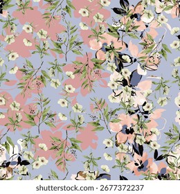 Padrões florais de tecido sem costura, padrões de ikat abstratos ou étnico abstrato. Padrão floral aquarela para design têxtil, moda, textura e cachecol. Mão desenhada. 