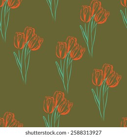 Seamless fabric of florals pattern, like illustration. Suit for package design, wallpaper, fashion print, Housing wallpaper, arty-crafty.
