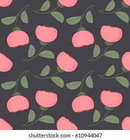 Seamless fabric. Flowers. Cartoon.  Pattern,wrapping, Wallpaper, print, textiles. Stock vector.