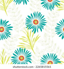 Seamless fabric flowers of  decor pattern, like modern style. Suit for package design, fabric textile, wallpaper, fashion print.