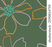 Seamless fabric of flowers pattern, like illustration. Suit for package design, wallpaper, fashion print, Housing wallpaper, arty-crafty.
