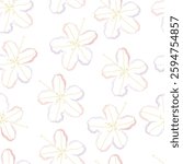 Seamless fabric of flowers pattern, like illustration. Suit for package design, wallpaper, fashion print, Housing wallpaper, arty-crafty.


