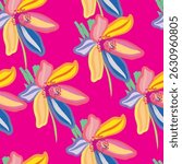 Seamless fabric of flowers pattern, like illustration. Suit for package design, wallpaper, fashion print, Housing wallpaper, arty-crafty.
