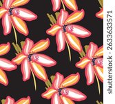 Seamless fabric of flowers pattern, like illustration. Suit for package design, wallpaper, fashion print, Housing wallpaper, arty-crafty.
