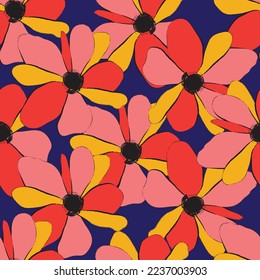 Seamless fabric of  flowers pattern, like illustration. Suit for package design, wallpaper, fashion print.