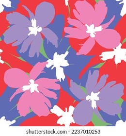 Seamless fabric of  flowers pattern, like illustration. Suit for package design, wallpaper, fashion print.