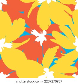 Seamless fabric of  flowers pattern, like illustration. Suit for package design, wallpaper, fashion print.
