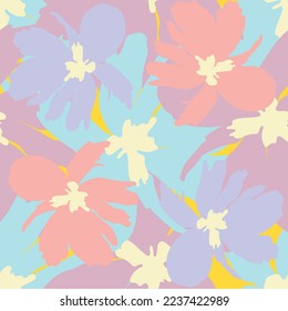 Seamless fabric of  flowers pattern, like illustration. Suit for package design, wallpaper, fashion print.